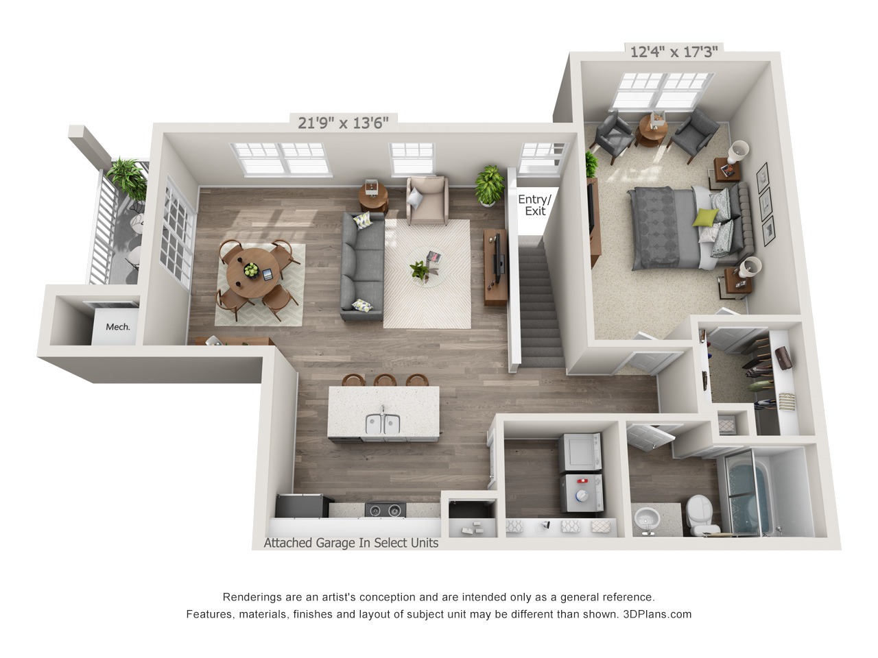 A1 - 1 Bed / 1 Bath - 2nd Floor