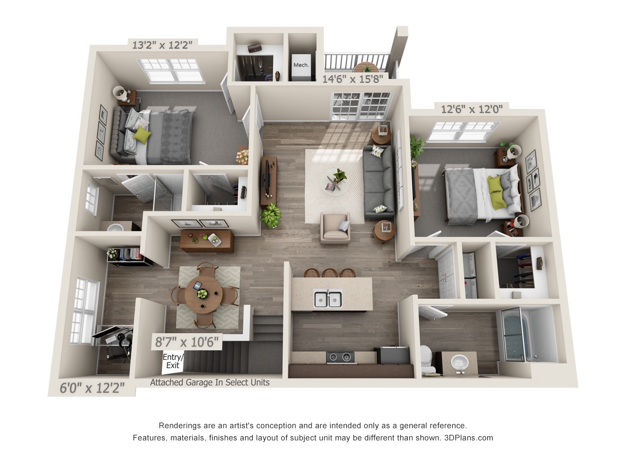 E2 - 2 Bed / 2 Bath and Den - 2nd Floor